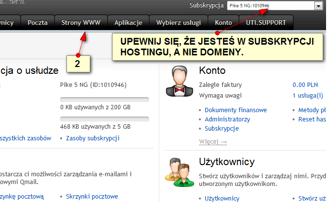 Logi serwera www w UTI.PL